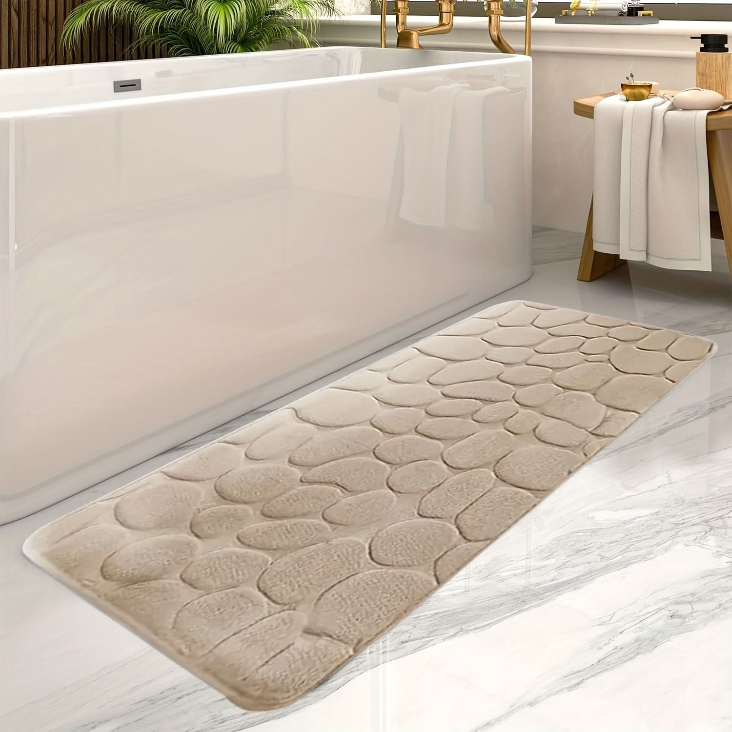 Large Non-Slip Bath Mat with Stylish Stripe Pattern for Safety and Comfort