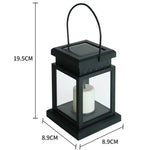 Solar lamp with flickering LED light, weatherproof