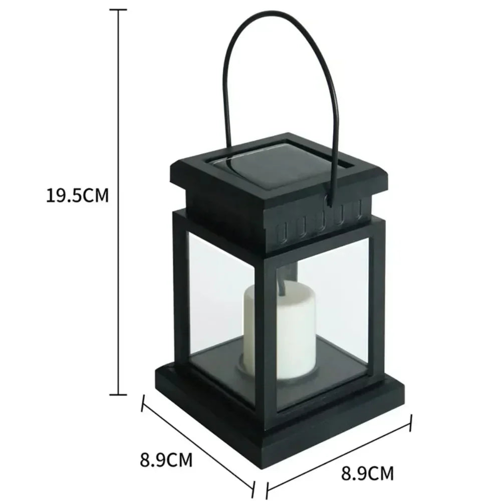 Solar lamp with flickering LED light, weatherproof