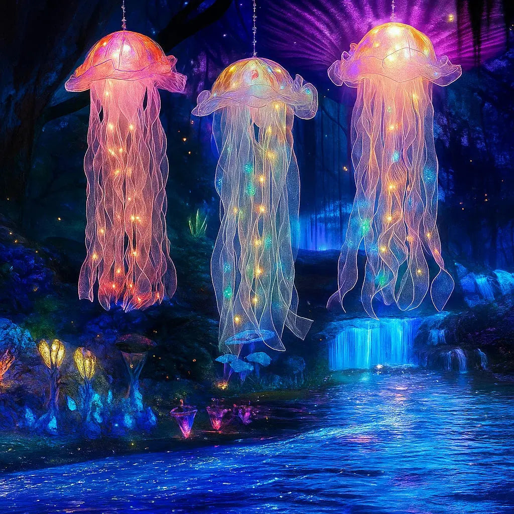 Shimmering jellyfish lamp for an atmospheric ambiance