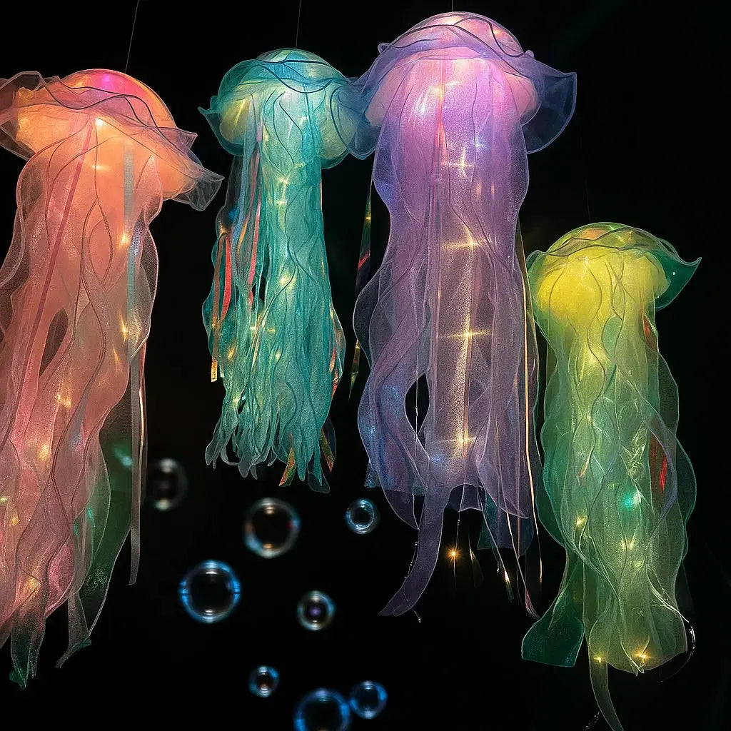 Shimmering jellyfish lamp for an atmospheric ambiance