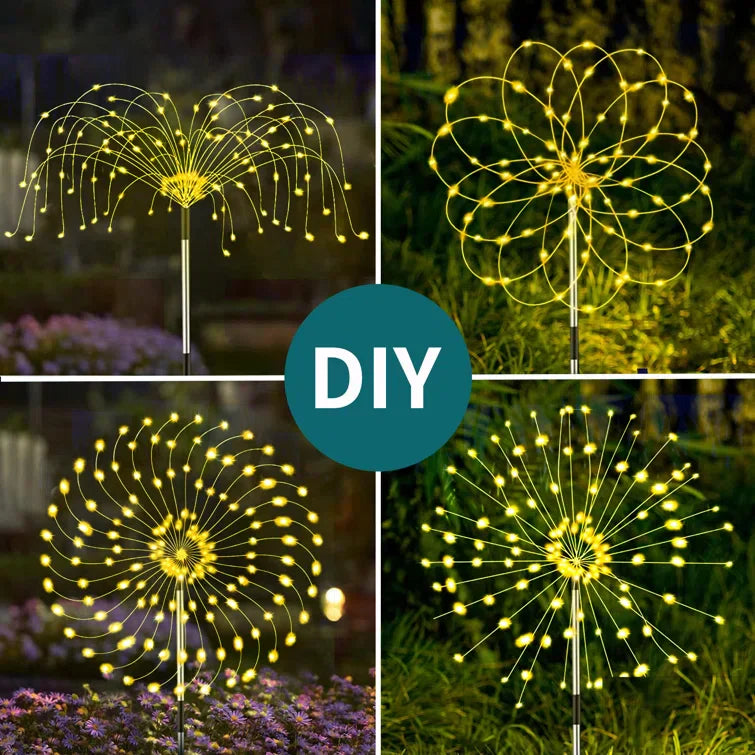 4-Piece Set Solar Fireworks Garden Lights - Weatherproof LED Decorative Lights, Solar Powered for Garden and Patio
