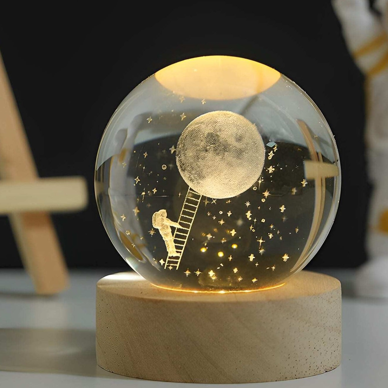 3D Kristallkugel mit LED-Beleuchtung – Leuchtende Deko für Schlafzimmer