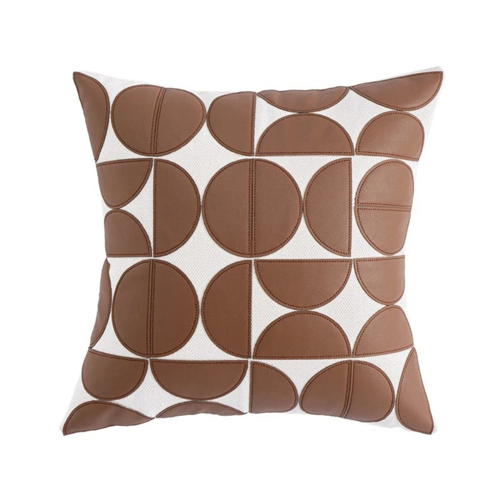 Elegant faux leather cushion cover with a modern geometric pattern