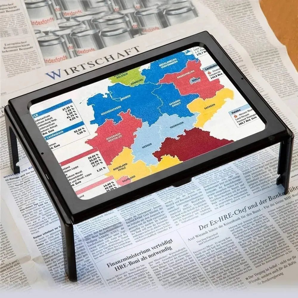 Klappbarer Tisch-Magnifier mit LED-Beleuchtung – Freihändiges Lesen