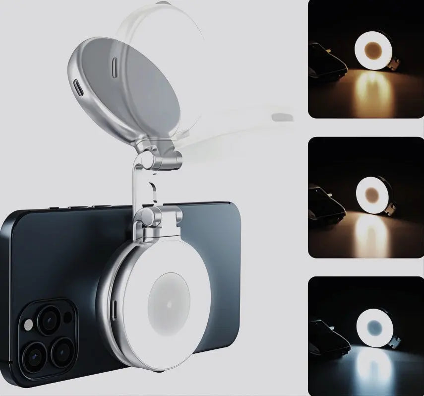 LumiClip Portable Ring Light for Selfies with Clip - Rechargeable and Magnetic