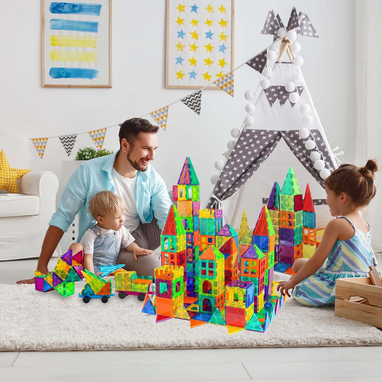 Magnetische Bauklötze (60 Teile) | Kreativität und Vorstellungskraft fördern