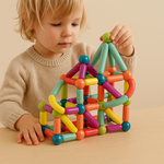 Colorful magnetic construction sets for creative children