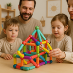 Colorful magnetic construction sets for creative children