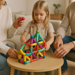 Colorful magnetic construction sets for creative children
