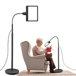 Stehlampe mit Vergrößerungsglas und LED-Beleuchtung
