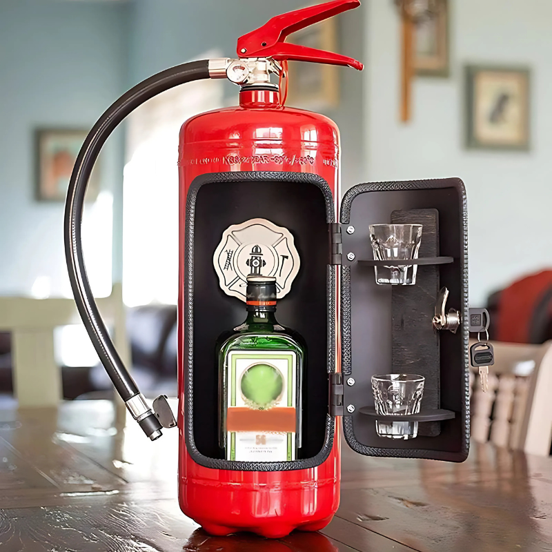 Stylish mini-bar made from a real fire extinguisher