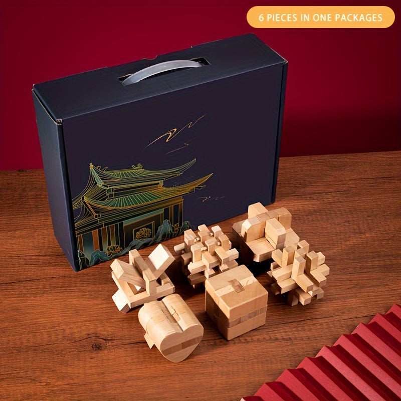 MindPuzzle - Geschenkset mit 6 Holzrätseln für Denksportfans