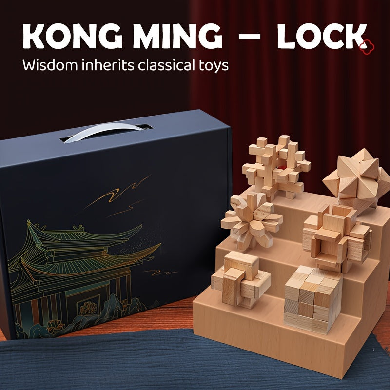 MindPuzzle - Geschenkset mit 6 Holzrätseln für Denksportfans