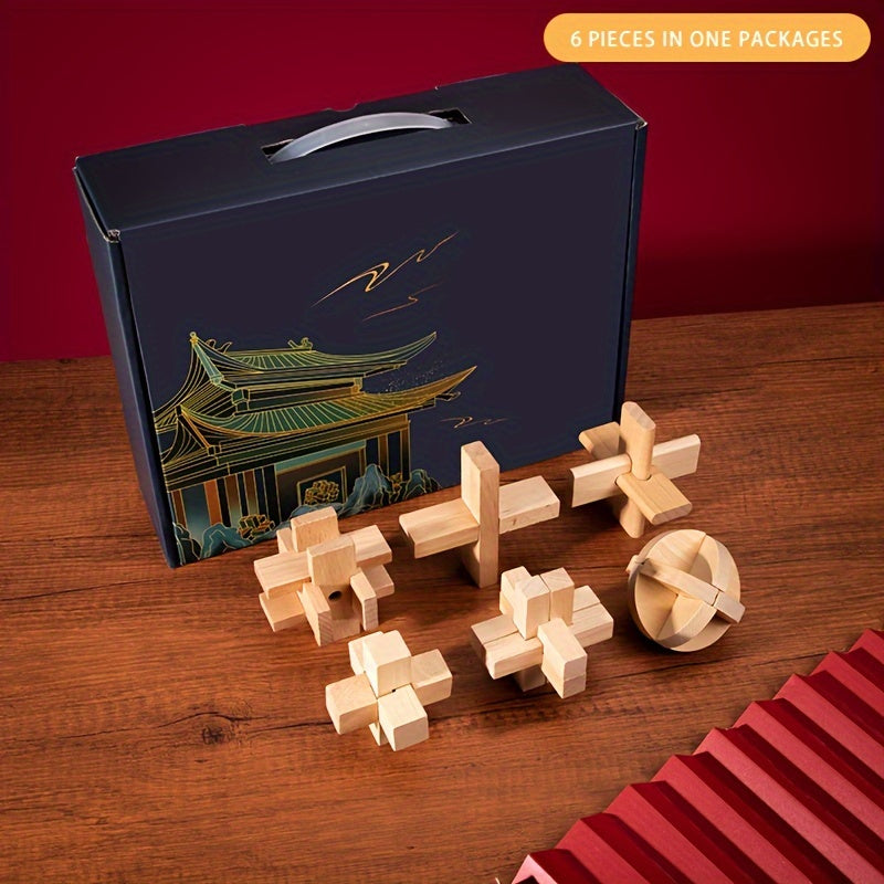 MindPuzzle - Geschenkset mit 6 Holzrätseln für Denksportfans