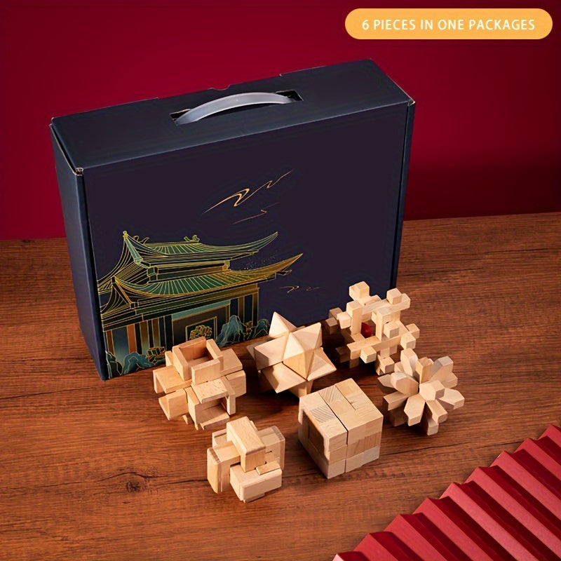 MindPuzzle - Geschenkset mit 6 Holzrätseln für Denksportfans