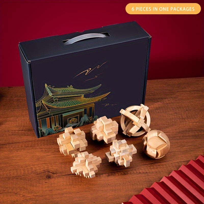 MindPuzzle - Geschenkset mit 6 Holzrätseln für Denksportfans