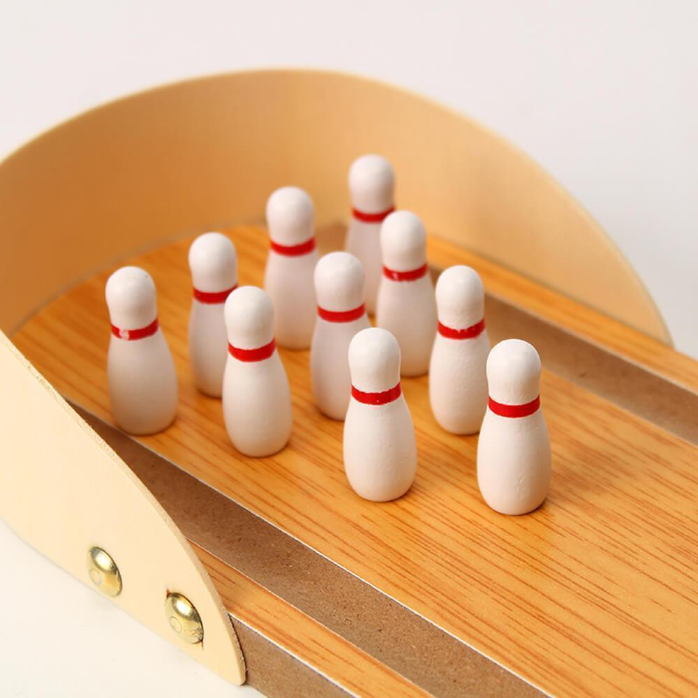 Mini-Bowling - Kompakter Holz-Bowling-Spaß für Drinnen