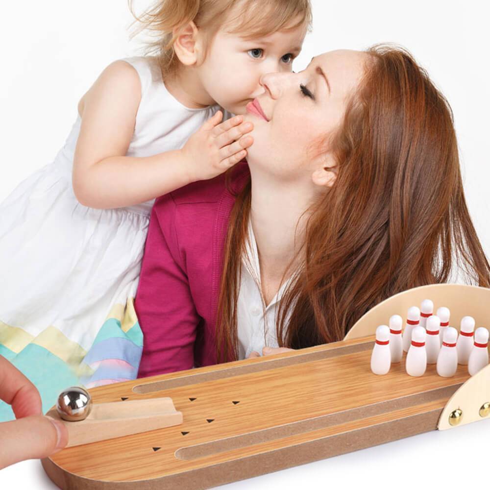 Mini-Bowling - Kompakter Holz-Bowling-Spaß für Drinnen