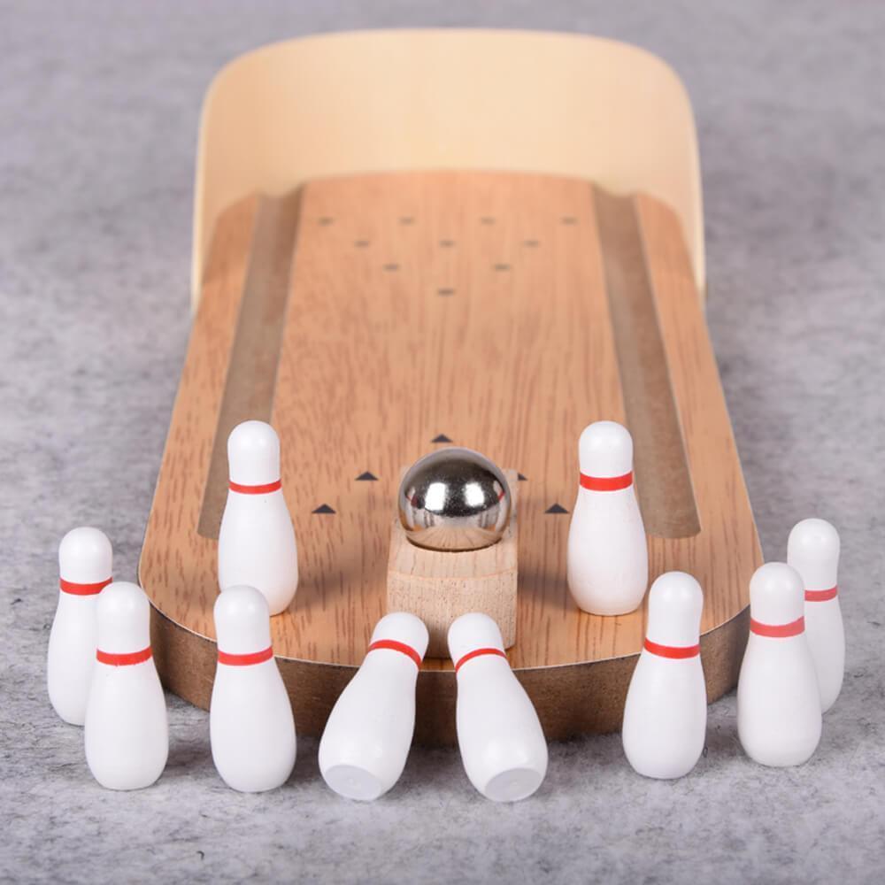 Mini-Bowling - Kompakter Holz-Bowling-Spaß für Drinnen