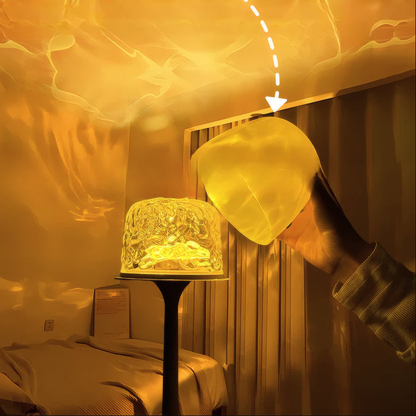 Stimmungsvolle Tischlampe mit Wasserwellenprojektion