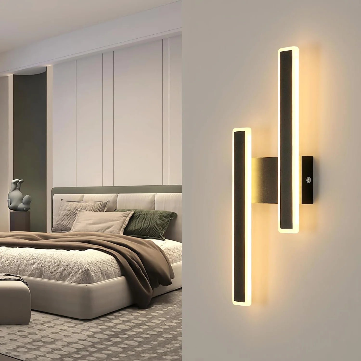 Elegant Black LED Wall Light – Warm White Illumination for Any Room