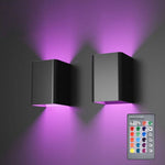 Elegant RGB LED Wall Lamp with Remote Control - Square Aluminum Light for Living Spaces