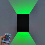 Elegant RGB LED Wall Lamp with Remote Control - Square Aluminum Light for Living Spaces