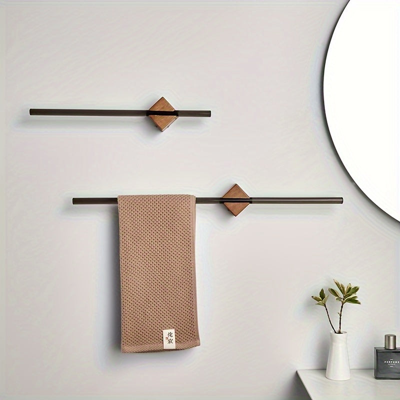 Wall-mounted Towel Holder with Walnut Finish – Stylish Bathroom Accessory