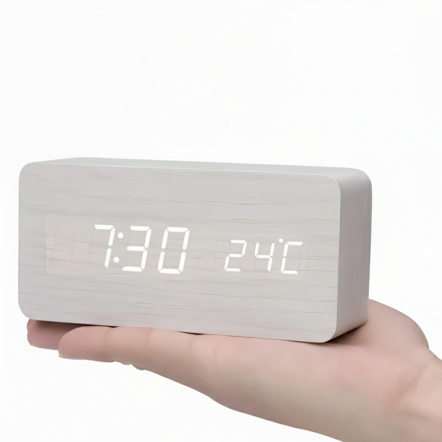Elegante Holz LED Digitale Weckeruhr – Stilvoll, Anpassbar & Smart