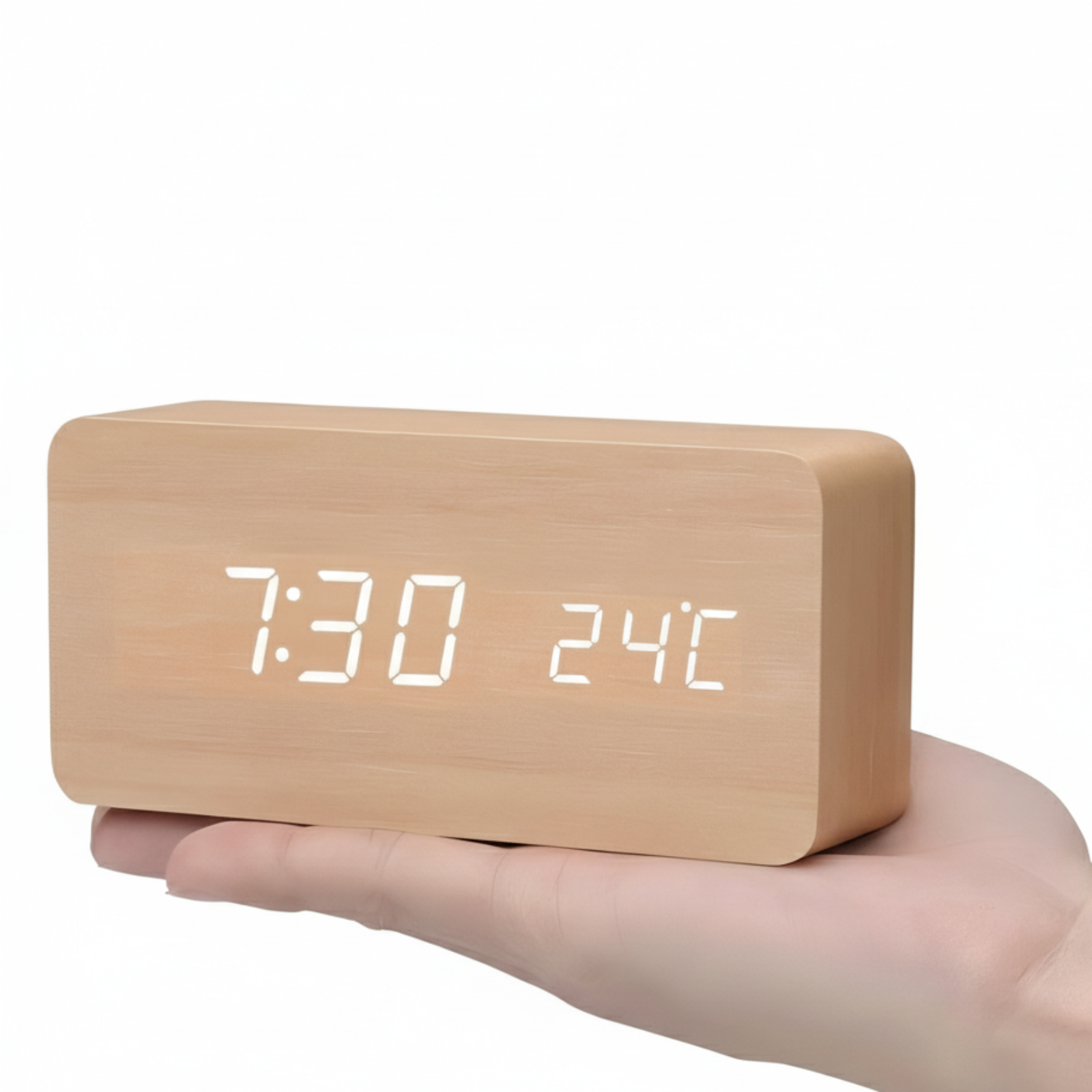 Elegante Holz LED Digitale Weckeruhr – Stilvoll, Anpassbar & Smart