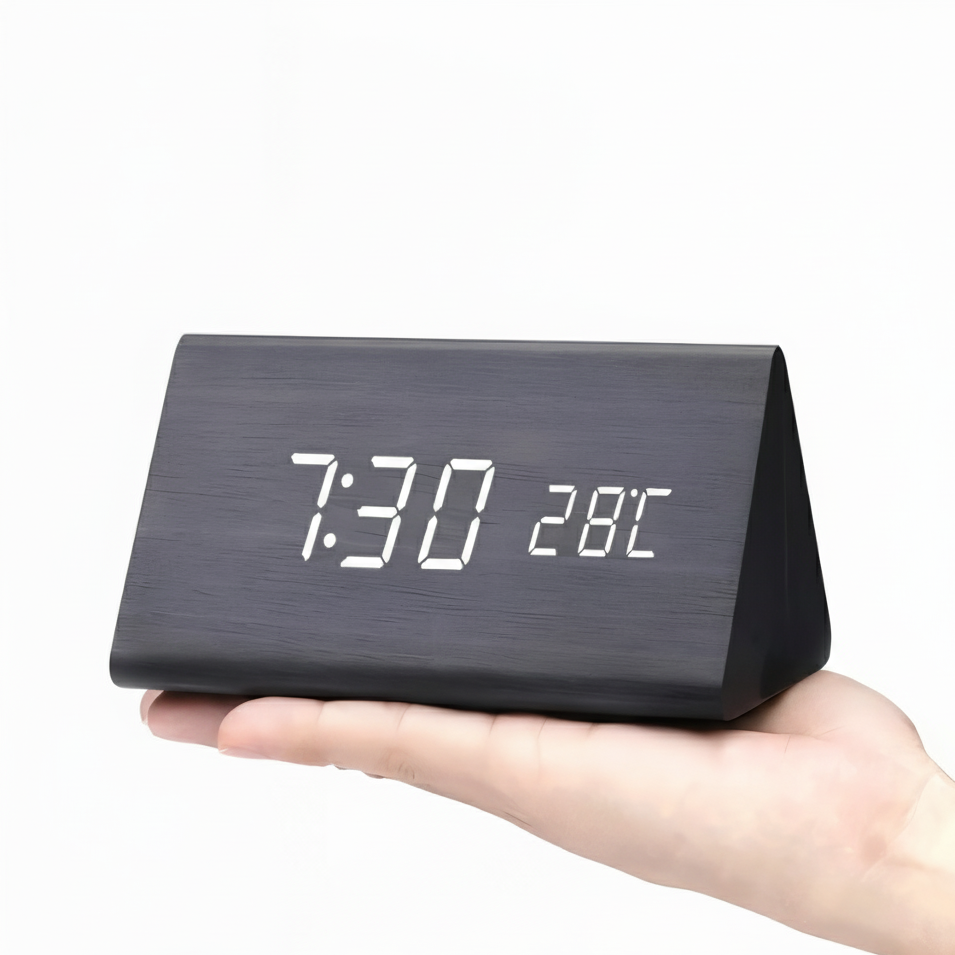 Elegante Holz LED Digitale Weckeruhr – Stilvoll, Anpassbar & Smart