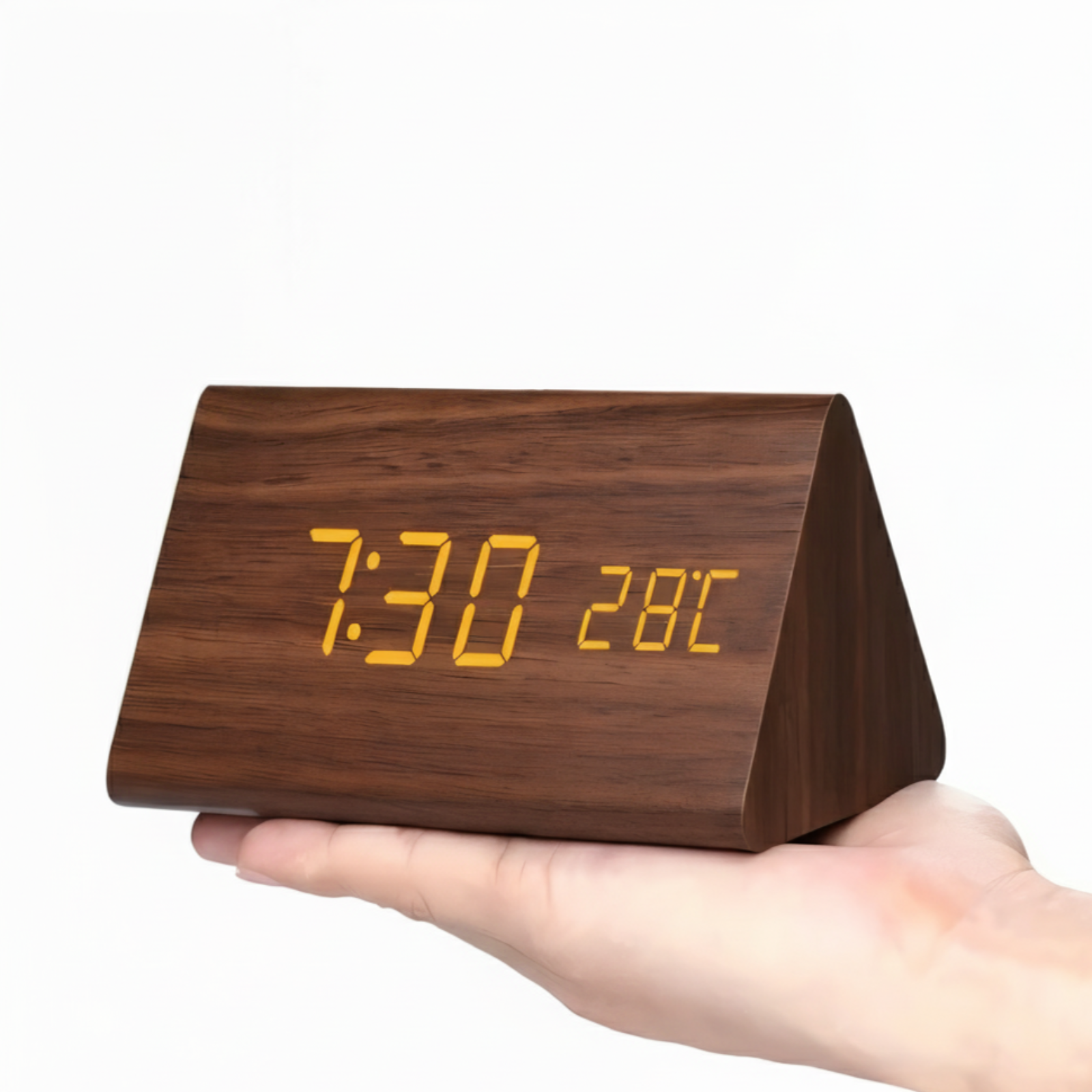 Elegante Holz LED Digitale Weckeruhr – Stilvoll, Anpassbar & Smart