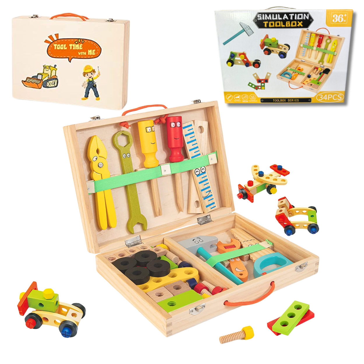 Montessori Werkzeugset aus Holz für kleine Handwerker