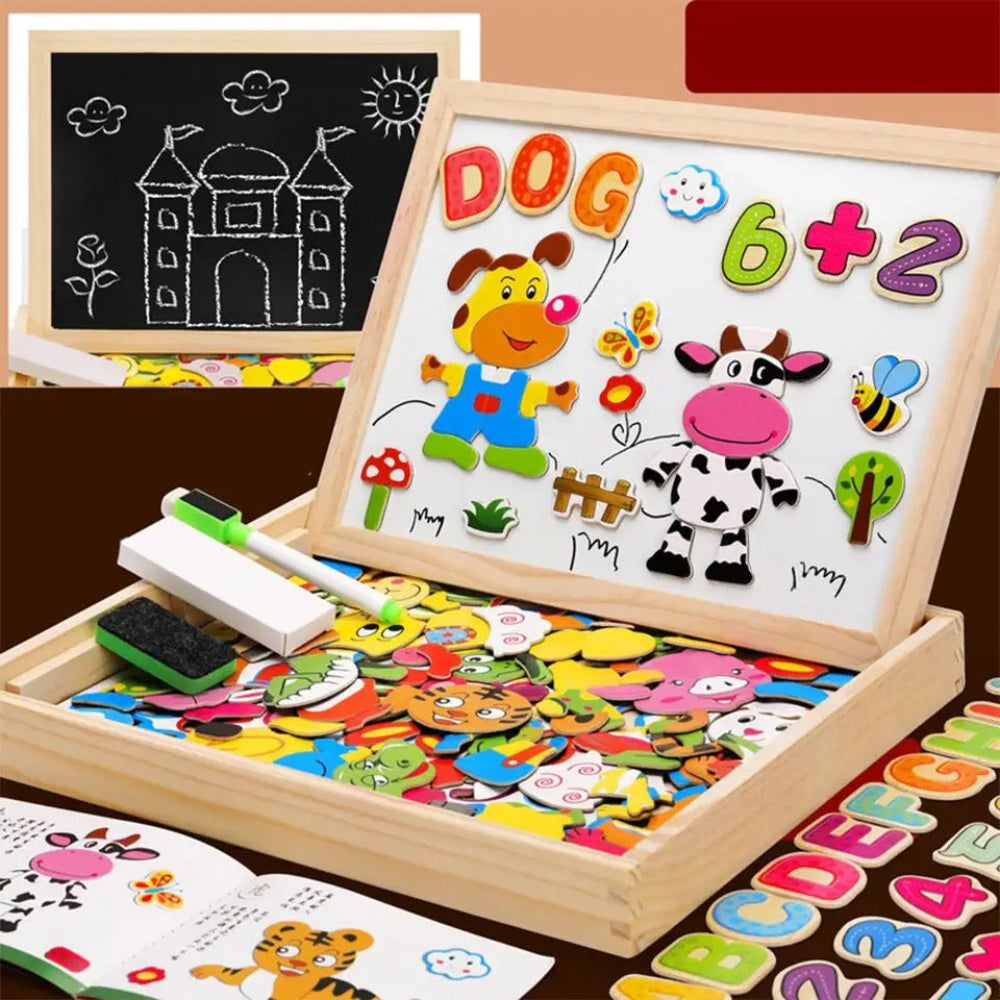 Wooden Creative Play Board for Children – Farm & Numbers Set