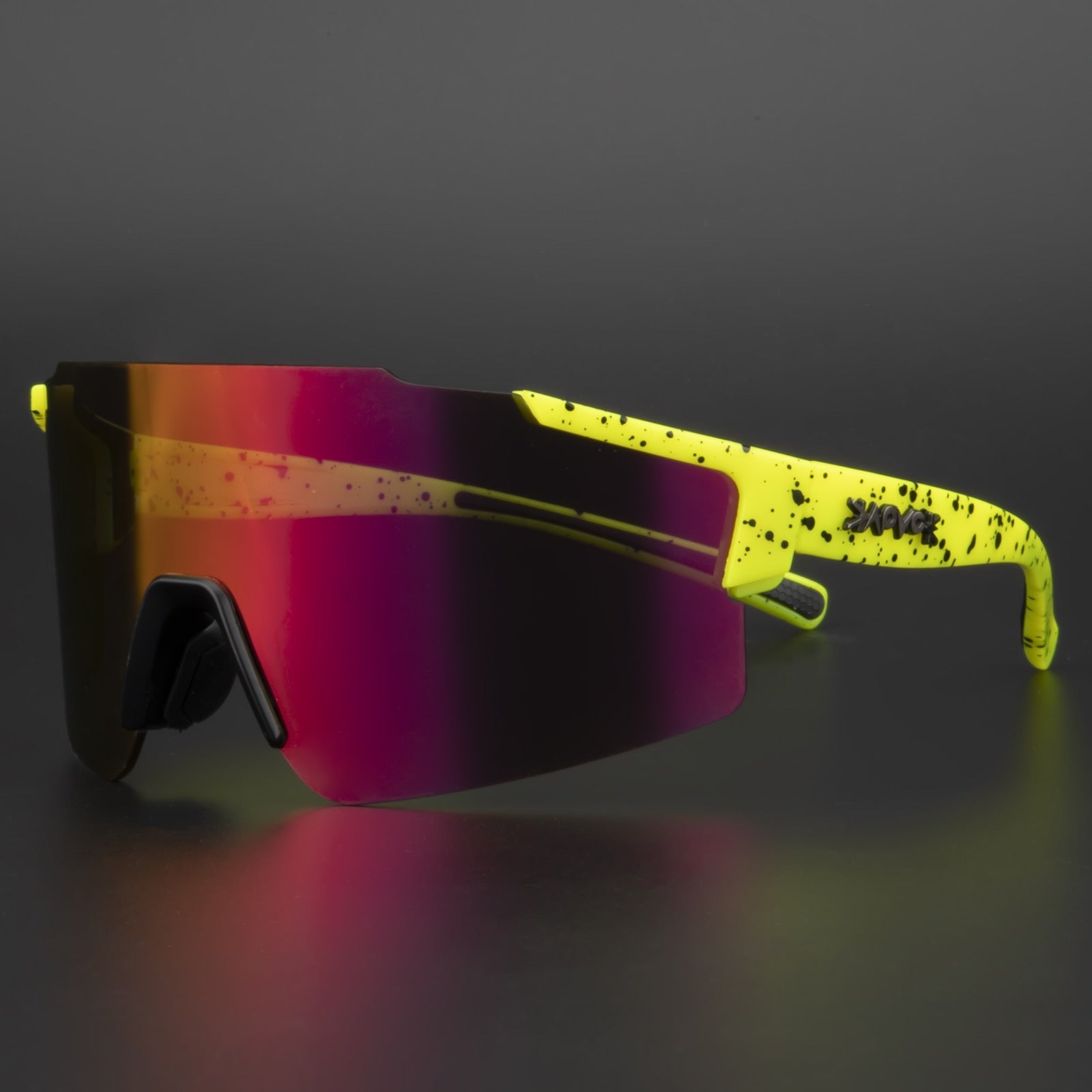 Sports Sunglasses with UV Protection – Aerodynamic Cycling Glasses with Interchangeable Frame