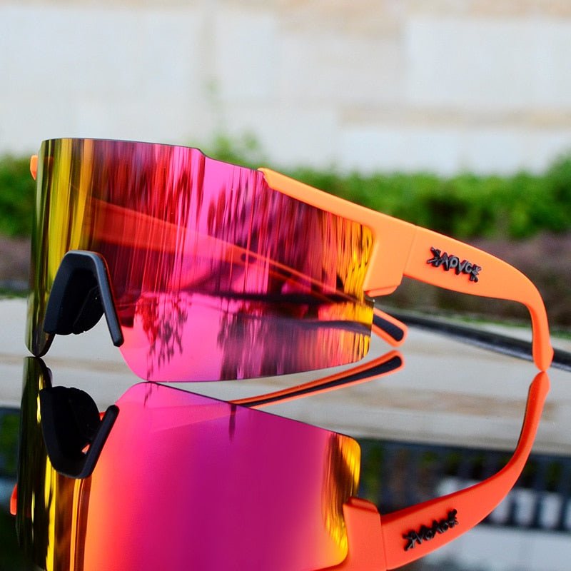 Sports Sunglasses with UV Protection – Aerodynamic Cycling Glasses with Interchangeable Frame