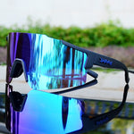 Sports Sunglasses with UV Protection – Aerodynamic Cycling Glasses with Interchangeable Frame