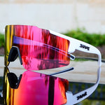 Sports Sunglasses with UV Protection – Aerodynamic Cycling Glasses with Interchangeable Frame
