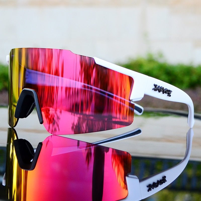 Sports Sunglasses with UV Protection – Aerodynamic Cycling Glasses with Interchangeable Frame