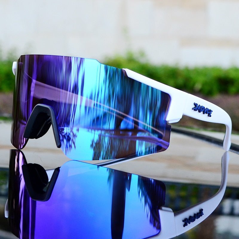 Sports Sunglasses with UV Protection – Aerodynamic Cycling Glasses with Interchangeable Frame