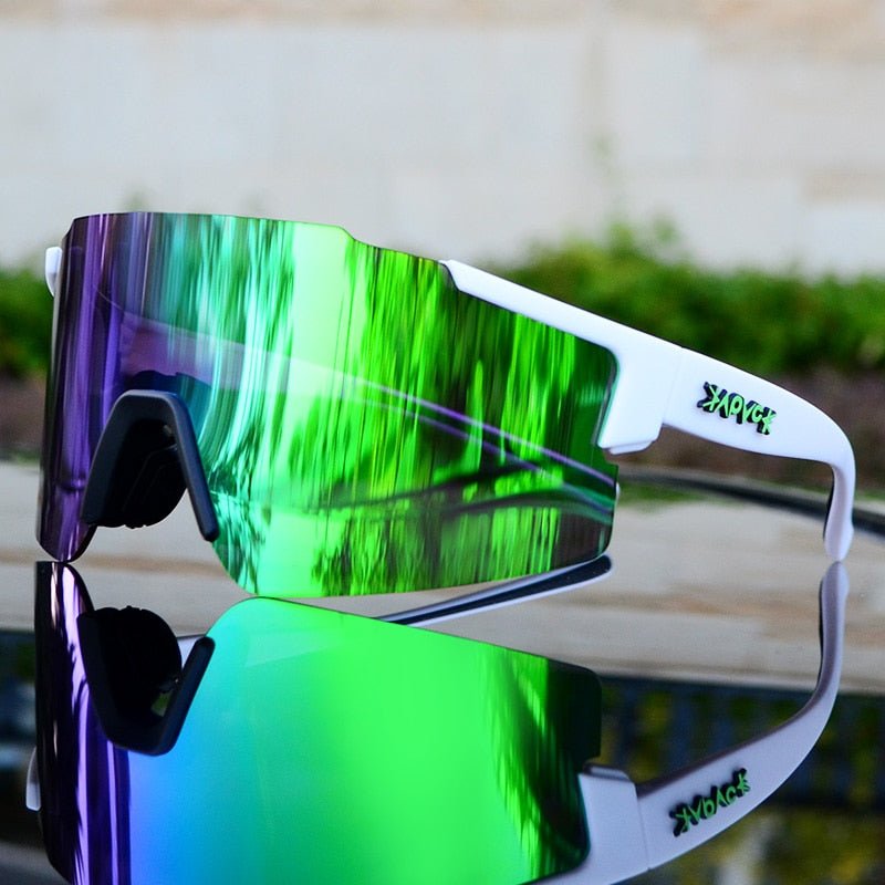 Sports Sunglasses with UV Protection – Aerodynamic Cycling Glasses with Interchangeable Frame