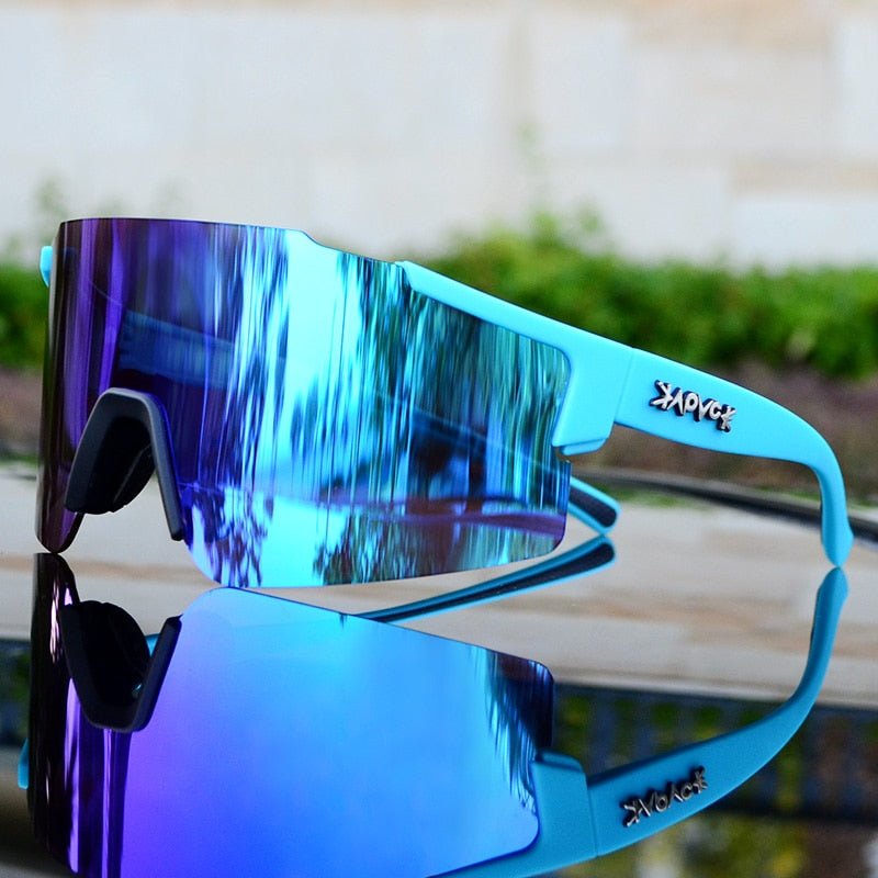 Sports Sunglasses with UV Protection – Aerodynamic Cycling Glasses with Interchangeable Frame
