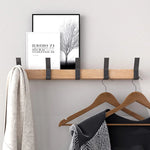 Wall Coat Rack with Flexible Hooks – Stylish Black in Wood & Aluminum – 40x7x7 cm for Hallway & Bedroom