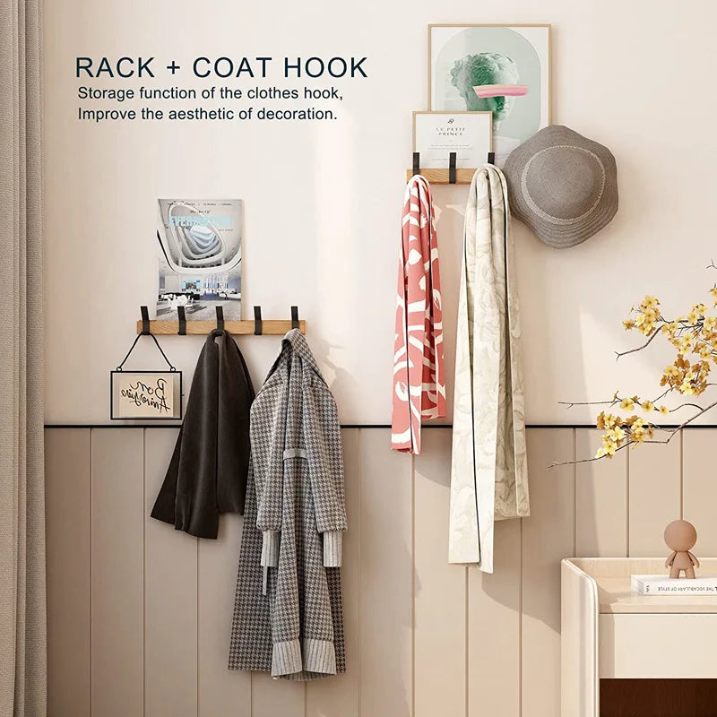 FlexiHaken | Wall Wardrobe with Adjustable Double Hooks – Scandinavian Design in Wood and Metal
