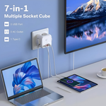 Kompakte Ladestation mit USB und Typ-C – 7-in-1 Steckdose