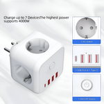 Kompakte Ladestation mit USB und Typ-C – 7-in-1 Steckdose