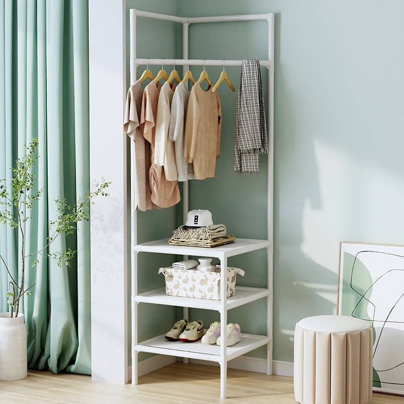 Practical Corner Garment Rack with 3 Shelves and Storage – Space-Saving Hall Stand for Entryway and Bedroom