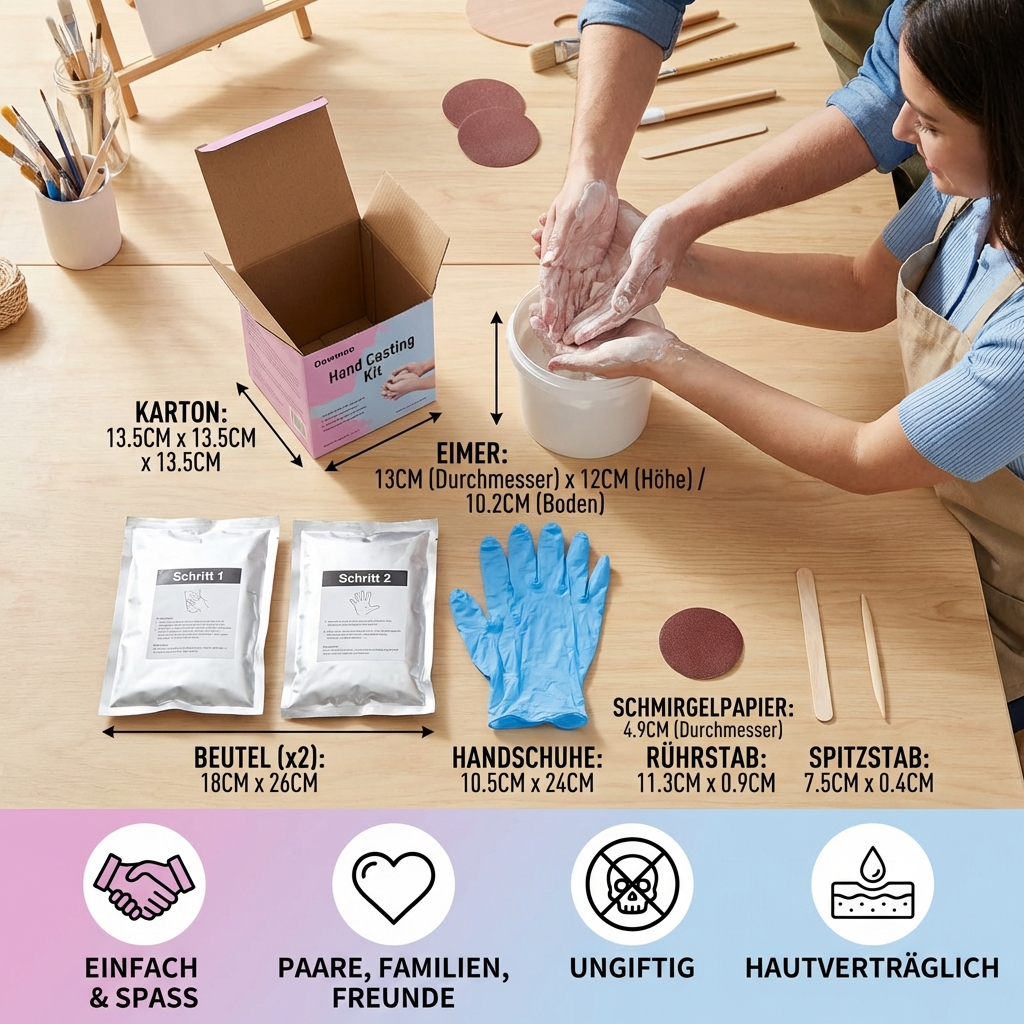 3D Gips Erinnerungsset für Paare und Familien – Handabdruck-Set