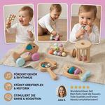 Wooden Toy Gift Set for Babies - Rattle and Musical Toy